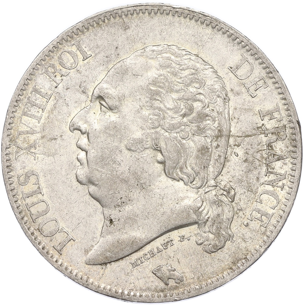 5 франков 1817 года W Франция (Людовик XVIII) — Фото №2