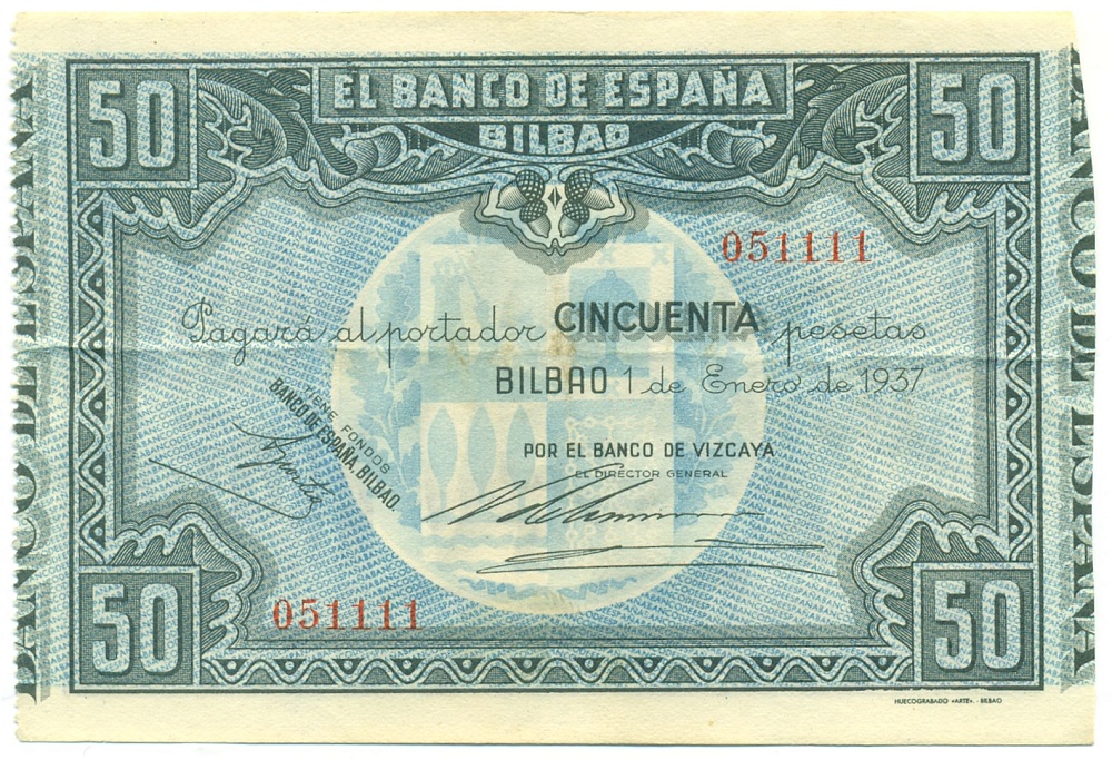 50 песет 1937 года Испания (Бильбао) — Фото №1