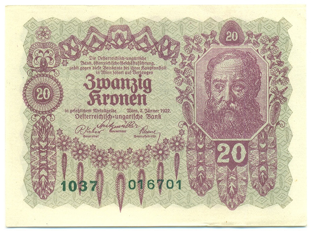 20 крон 1922 года Австрия — Фото №1