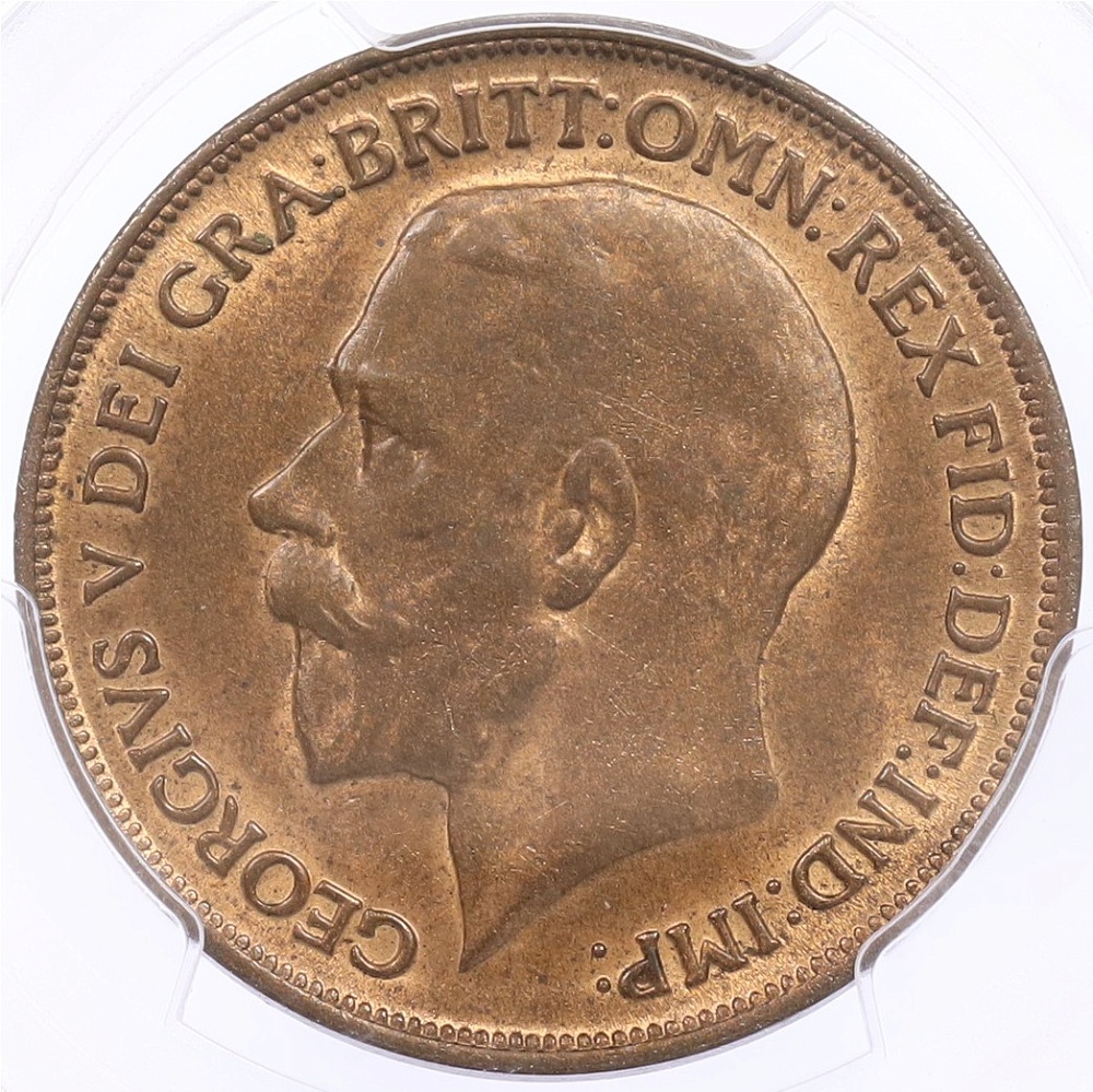 1 пенни 1914 года Великобритания (Король Георг V) в слабе PCGS (MS64RB) — Фото №2