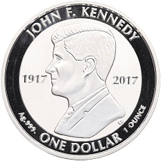 1 доллар 2017 года Британские Виргинские острова «100 лет со дня рождения Джона Кеннеди» — Фото №1
