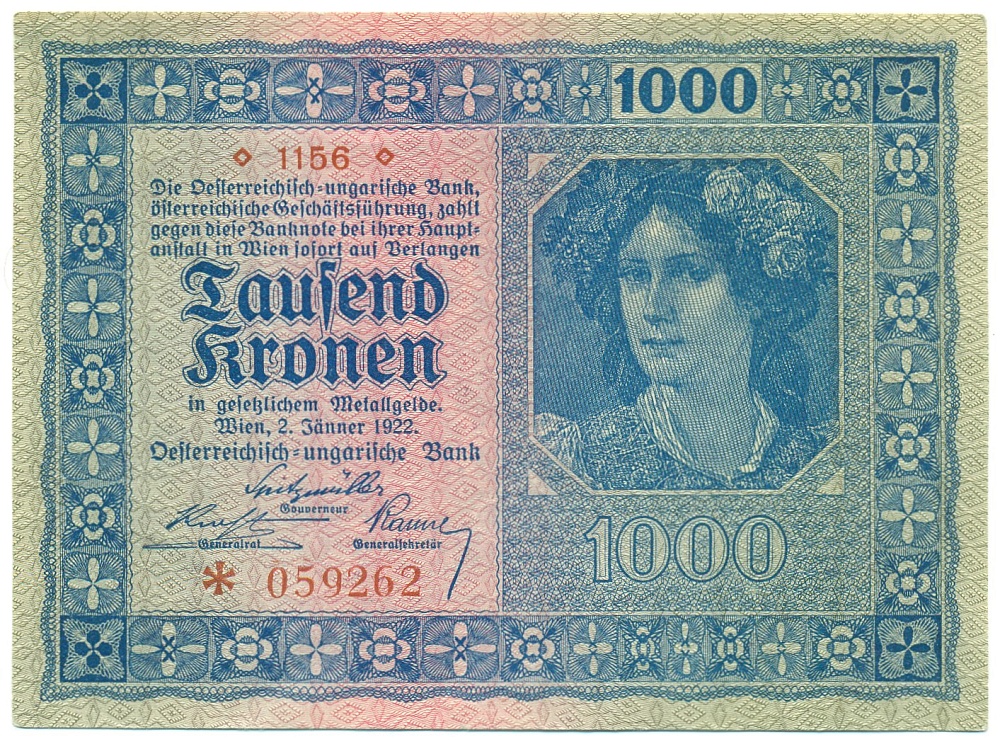 1000 крон 1922 года Австрия — Фото №1