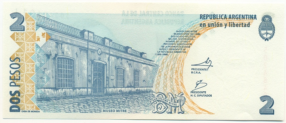 2 песо 2010 года Аргентина — Фото №2