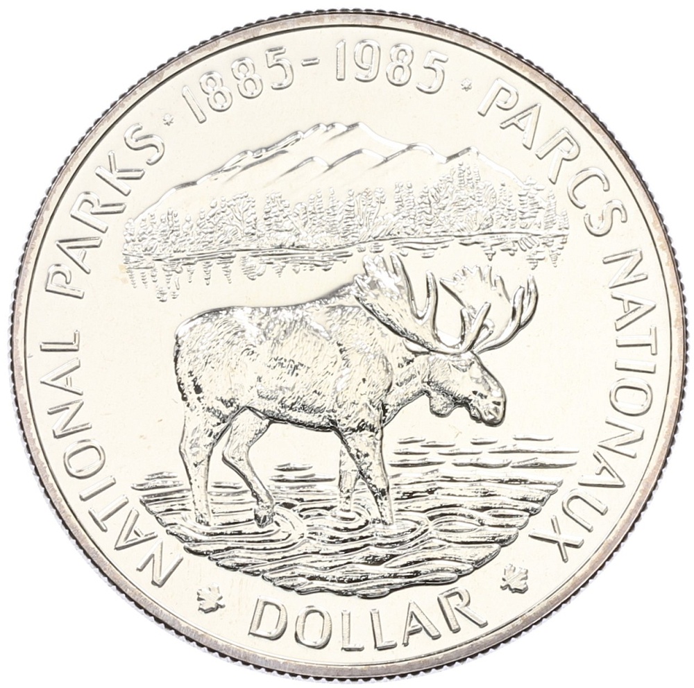 1 доллар 1985 года Канада «100 лет Национальным паркам» — Фото №1