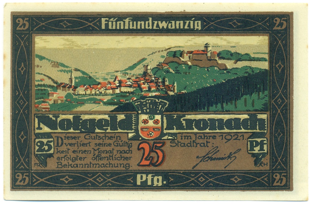 25 пфеннигов 1921 года Германия — город Кронах (Нотгельд) — Фото №1