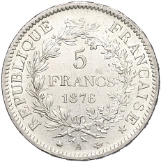 5 франков 1876 года А Франция — Фото №1