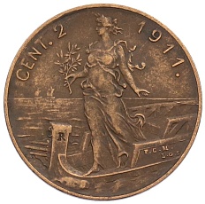 2 чентезимо 1911 года Италия — Фото №1