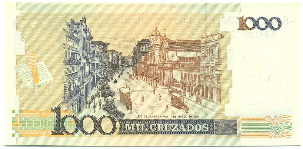1000 крузадо 1988 года Бразилия — Фото №2