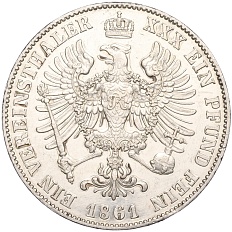 1 союзный талер 1861 года Пруссия — Фото №2
