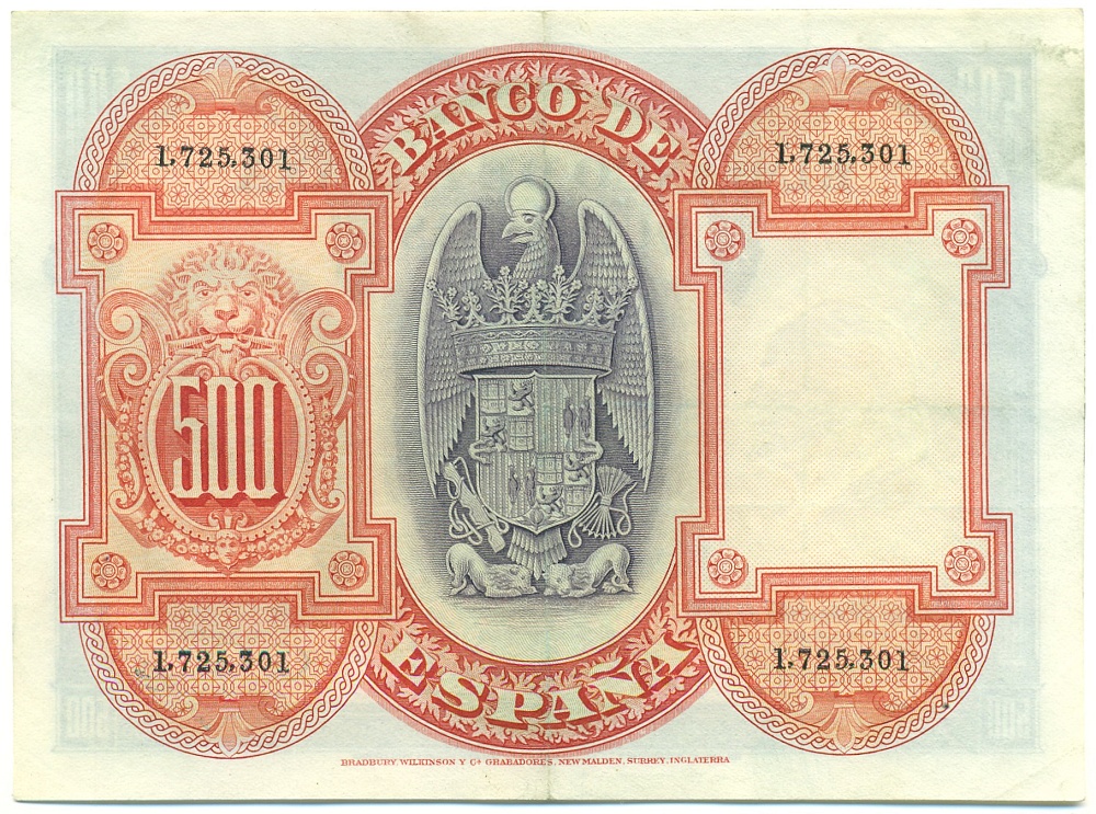 500 песет 1927 года Испания — Фото №2