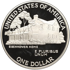1 доллар 1990 года Р США «100 лет со дня рождения Эйзенхауэра» — Фото №2