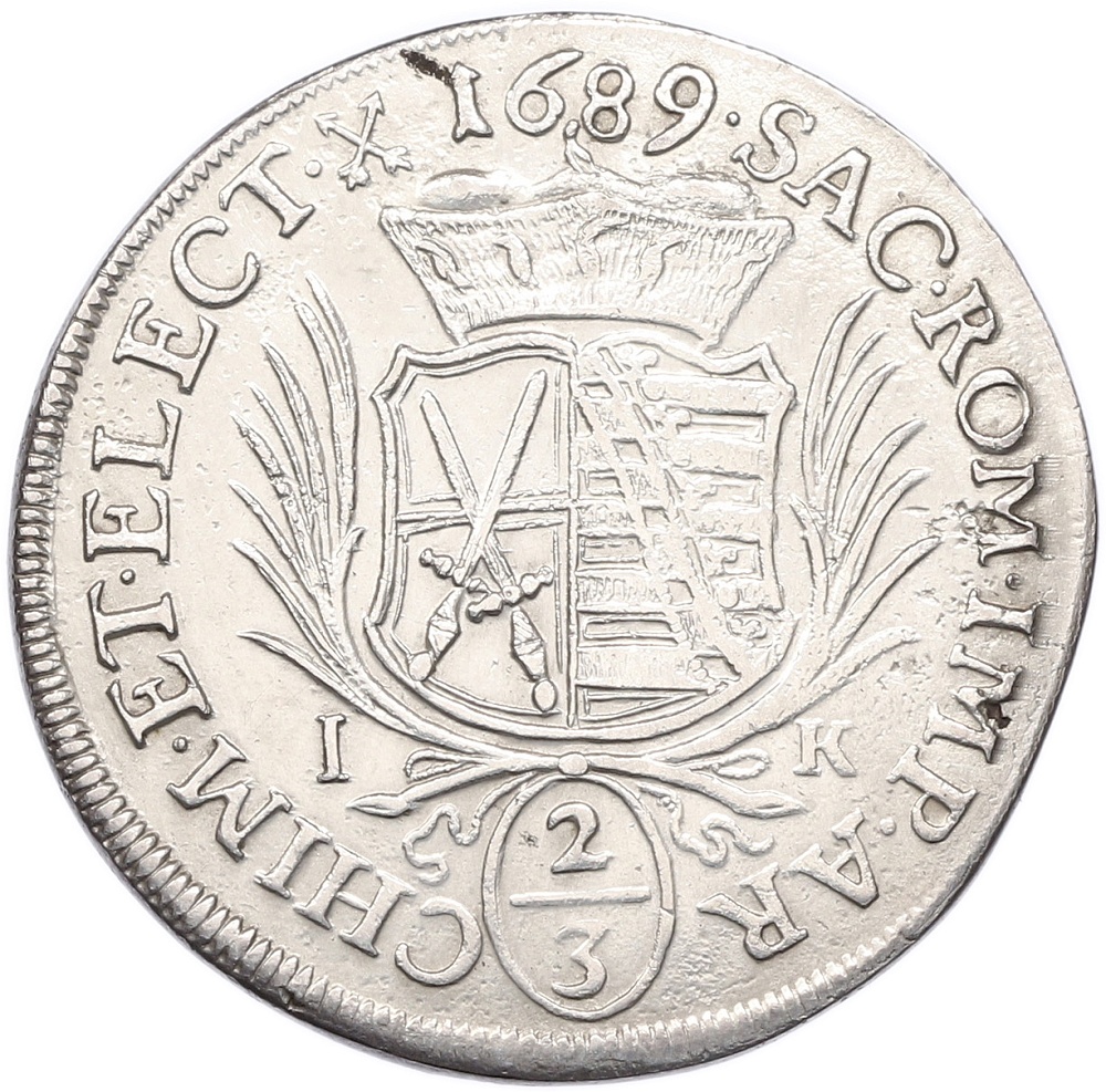 2/3 талера 1689 года Саксония (Иоганн Георг III) — Фото №2