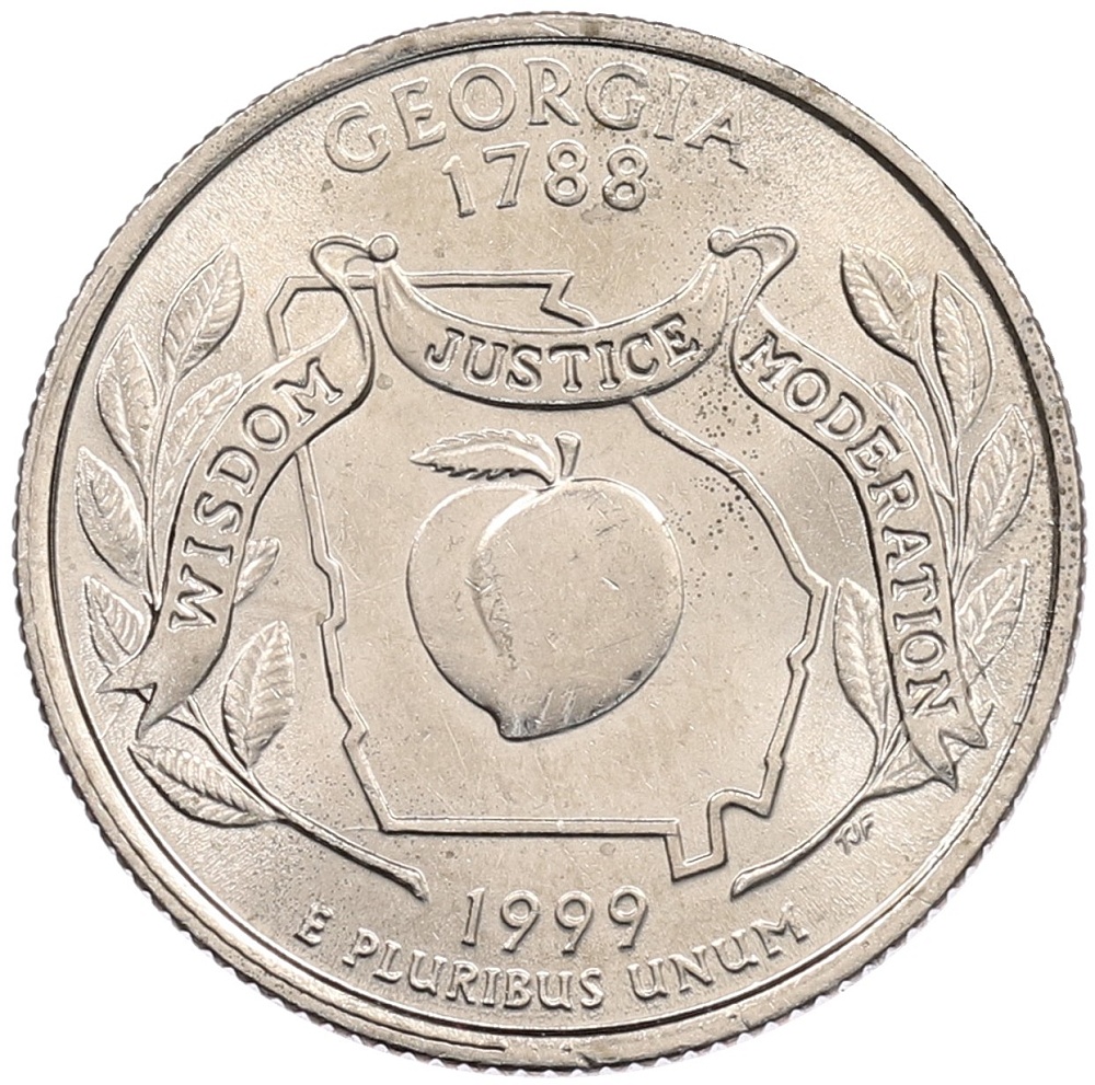 1/4 доллара (25 центов) 1999 года P США «Штаты и территории — Джорджия» — Фото №1