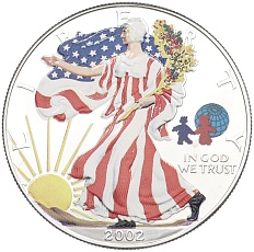 1 доллар 2002 года США «Шагающая Свобода» (Цветное покрытие) — Фото №1