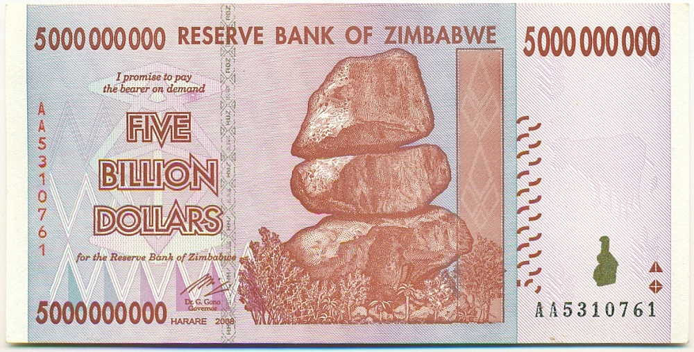 5 миллиардов долларов 2008 года Зимбабве — Фото №1