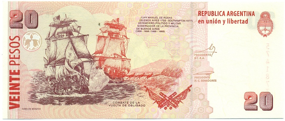 20 песо 2010 года Аргентина — Фото №2