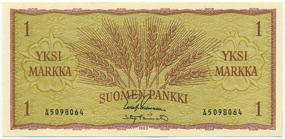 1 марка 1963 года Финляндия — Фото №1