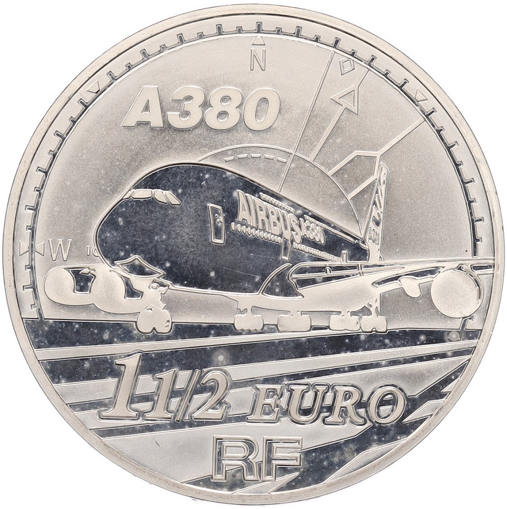 1 1/2 евро 2007 года Франция «Аэробус A380» — Фото №1
