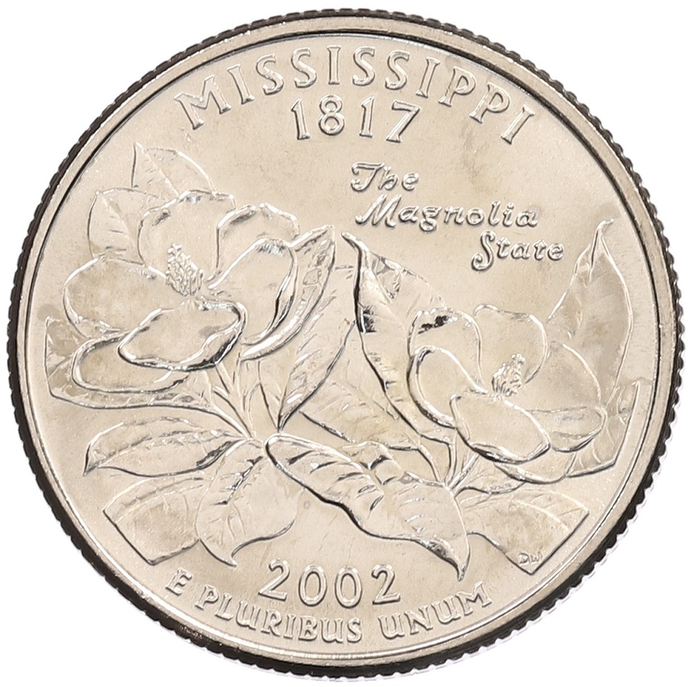 1/4 доллара (25 центов) 2002 года P США «Штаты и территории — Миссисипи» — Фото №1