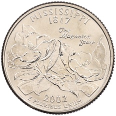 1/4 доллара (25 центов) 2002 года P США «Штаты и территории — Миссисипи» — Фото №1
