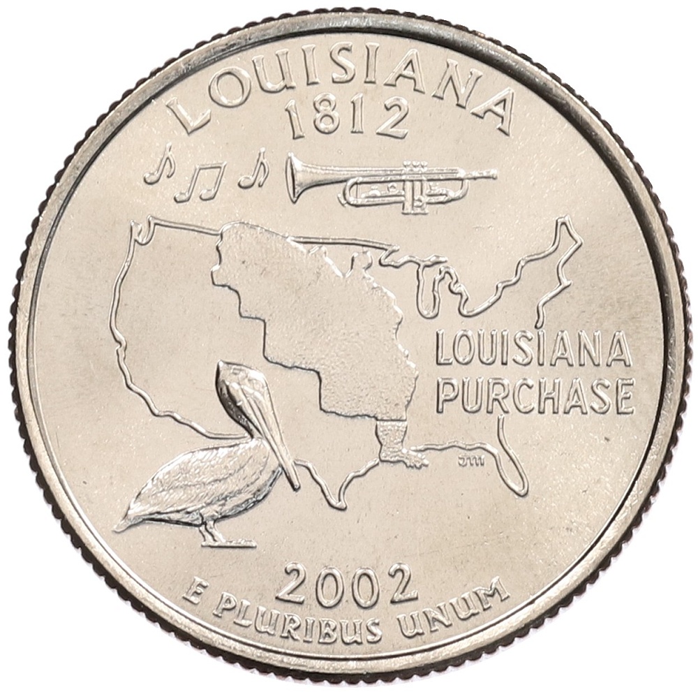 1/4 доллара (25 центов) 2002 года D США «Штаты и территории — Луизиана» — Фото №1