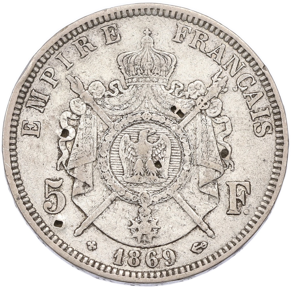5 франков 1869 года BB Франция — Фото №1