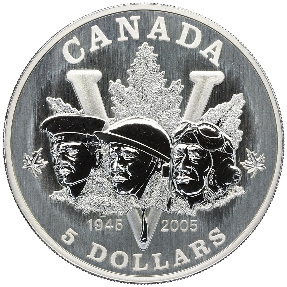 5 долларов 2005 года Канада «60 лет победе во Второй Мировой войне» — Фото №1