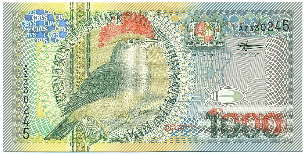 1000 гульденов 2000 года Суринам — Фото №1