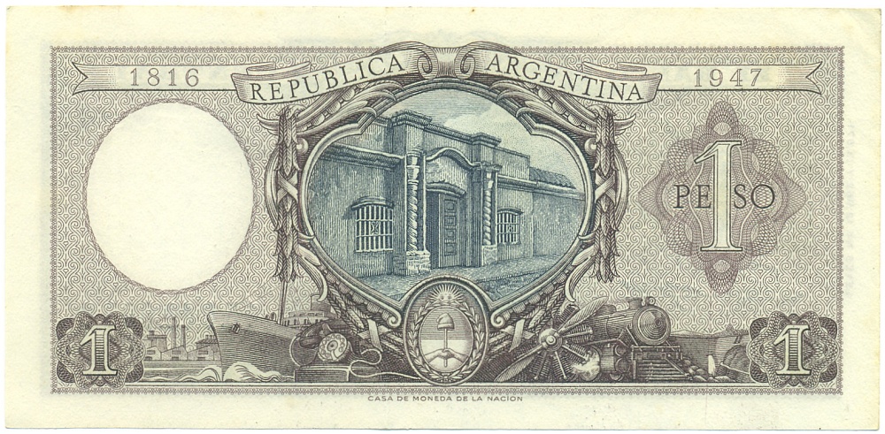 1 песо 1952-1955 года Аргентина — Фото №2
