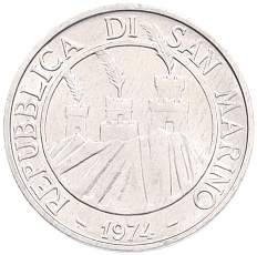 5 лир 1974 года Сан-Марино — Фото №2