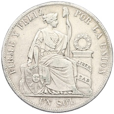 1 соль 1885 года Перу — Фото №1