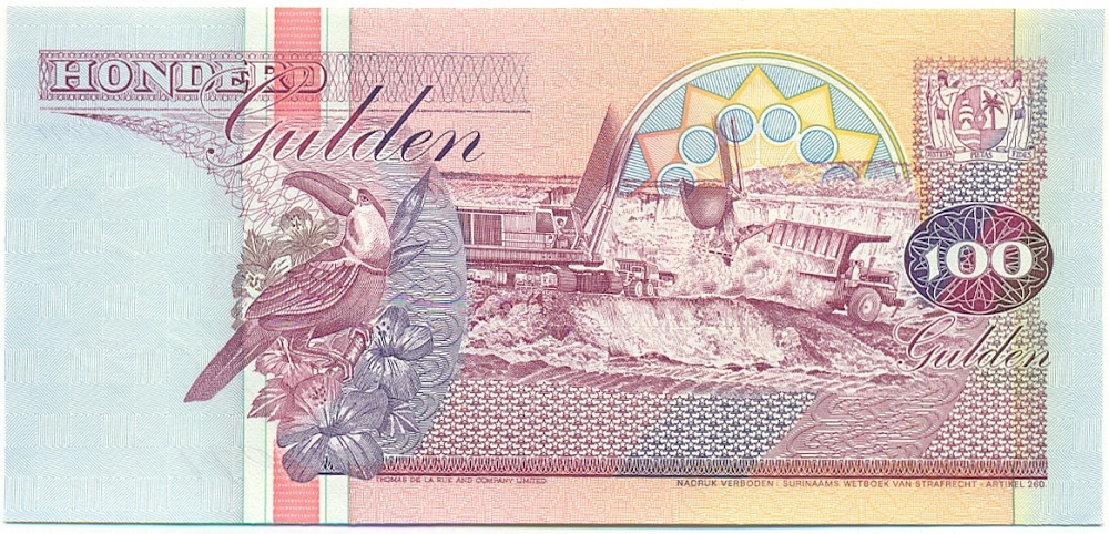 100 гульденов 1991 года Суринам — Фото №2