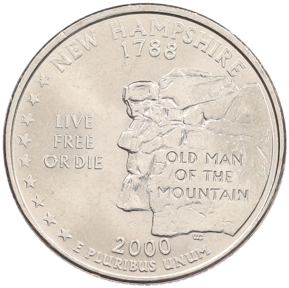 1/4 доллара (25 центов) 2000 года D США «Штаты и территории — Нью-Гэмпшир» — Фото №1