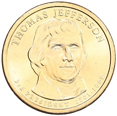 1 доллар 2007 года D США «3-й президент США Томас Джефферсон» — Фото №1