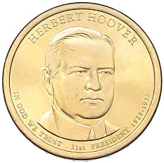 1 доллар 2014 года (D) США «31-й президент США Герберт Гувер» — Фото №1