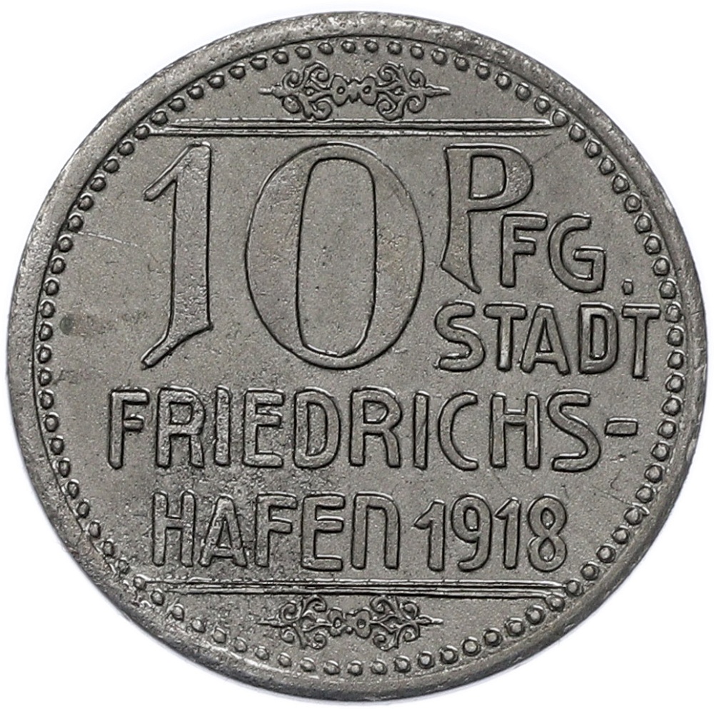 10 пфеннигов 1918 года Германия — город Фридрихсхафен (Нотгельд) — Фото №2