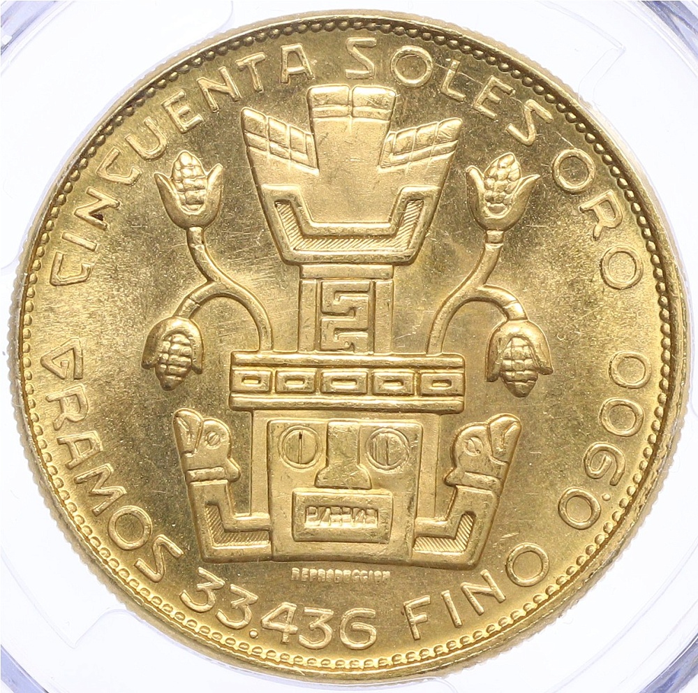 50 солей 1967 года Перу — в слабе PCGS (MS64) — Фото №2