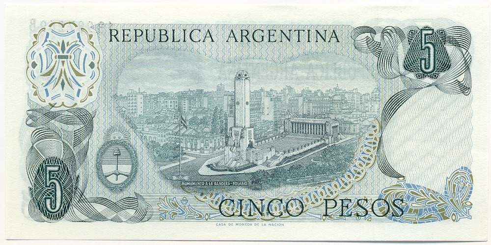5 песо 1974 года Аргентина — Фото №2