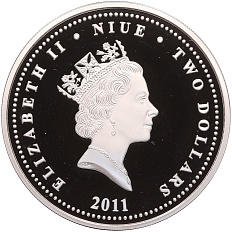 2 доллара 2011 года Ниуэ «Ну погоди — Дед Мороз и снегурочка» — Фото №2