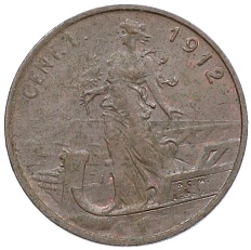 1 чентезимо 1912 года Италия — Фото №1