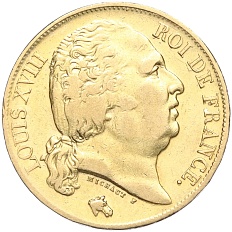 20 франков 1818 года A Франция (Людовик XVIII) — Фото №2