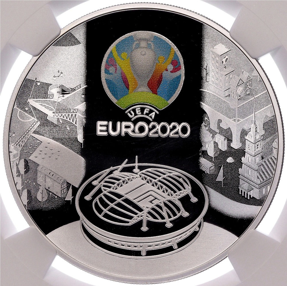 3 рубля 2021 года СПМД «Чемпионат Европы по футболу УЕФА-2020» в слабе NGC (PF70 ULTRA CAMEO) — Фото №1