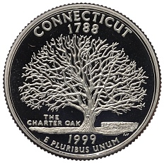 1/4 доллара (25 центов) 1999 года S США «Штаты и территории — Коннектикут» — Фото №1