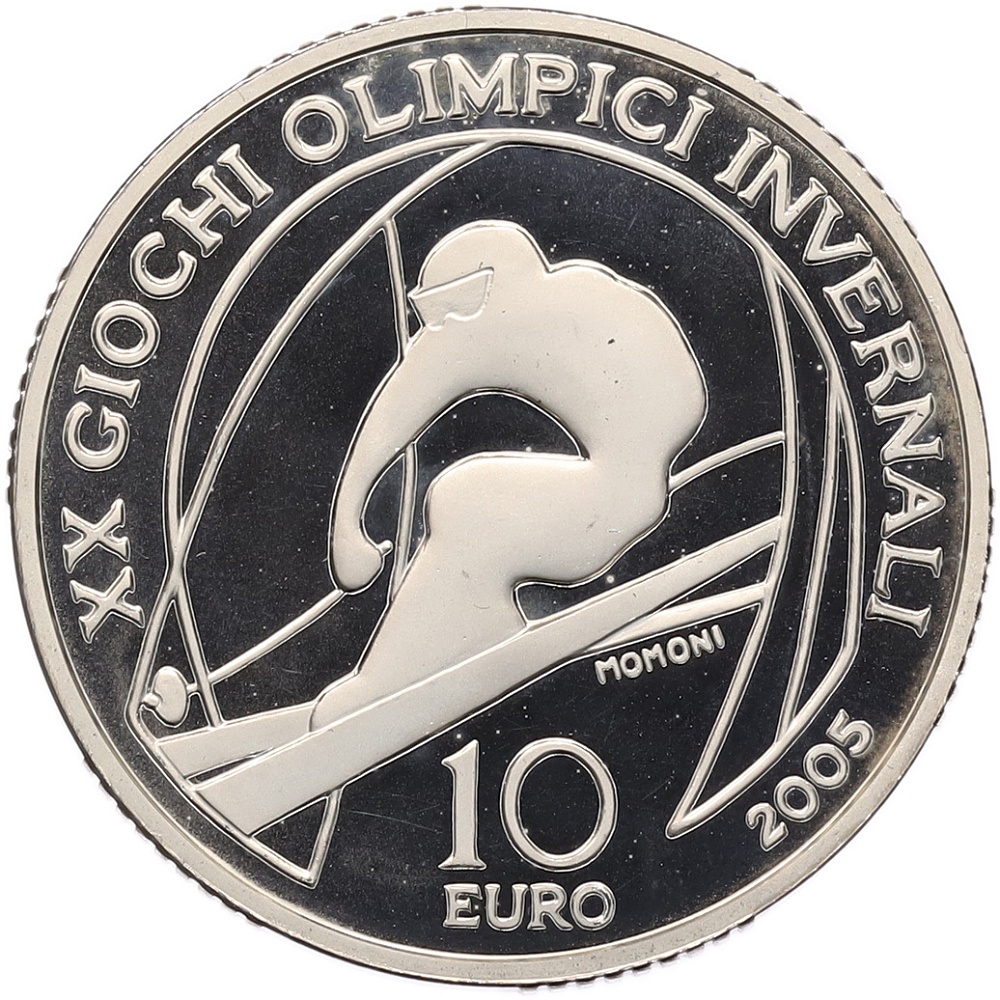 10 евро 2005 года Италия «XX зимние Олимпийские игры 2006 в Турине — Горнолыжный спорт» — Фото №1