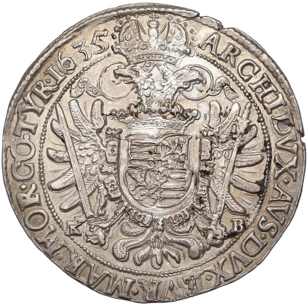 1 талер 1635 года Венгрия (Кремниц) Фердинанд II — Фото №2