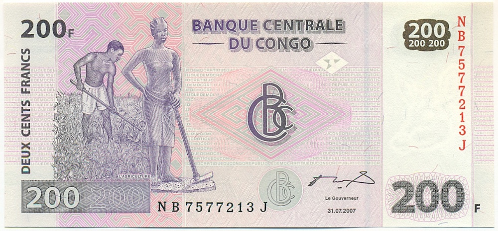 200 франков 2007 года Конго (ДРК) — Фото №1