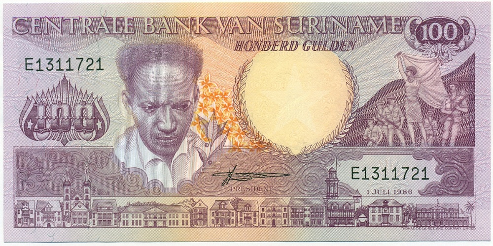 100 гульденов 1986 года Суринам — Фото №1