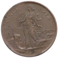 1 чентезимо 1914 года Италия — Фото №1