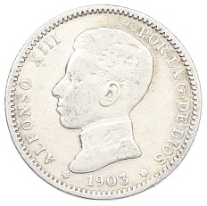 1 песета 1903 года Испания — Фото №1