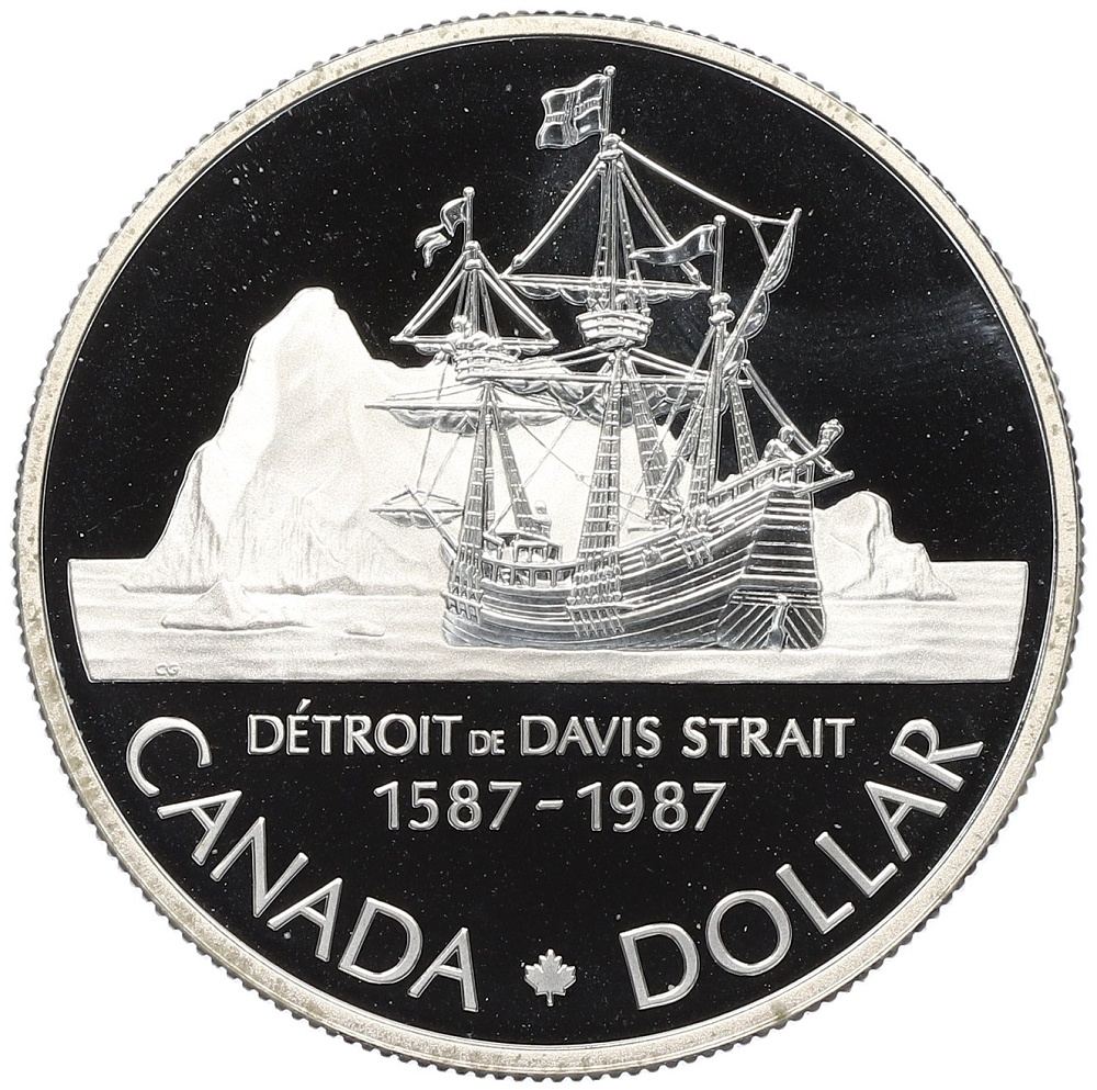1 доллар 1987 года Канада «400 лет открытию пролива Дейвиса» — Фото №1
